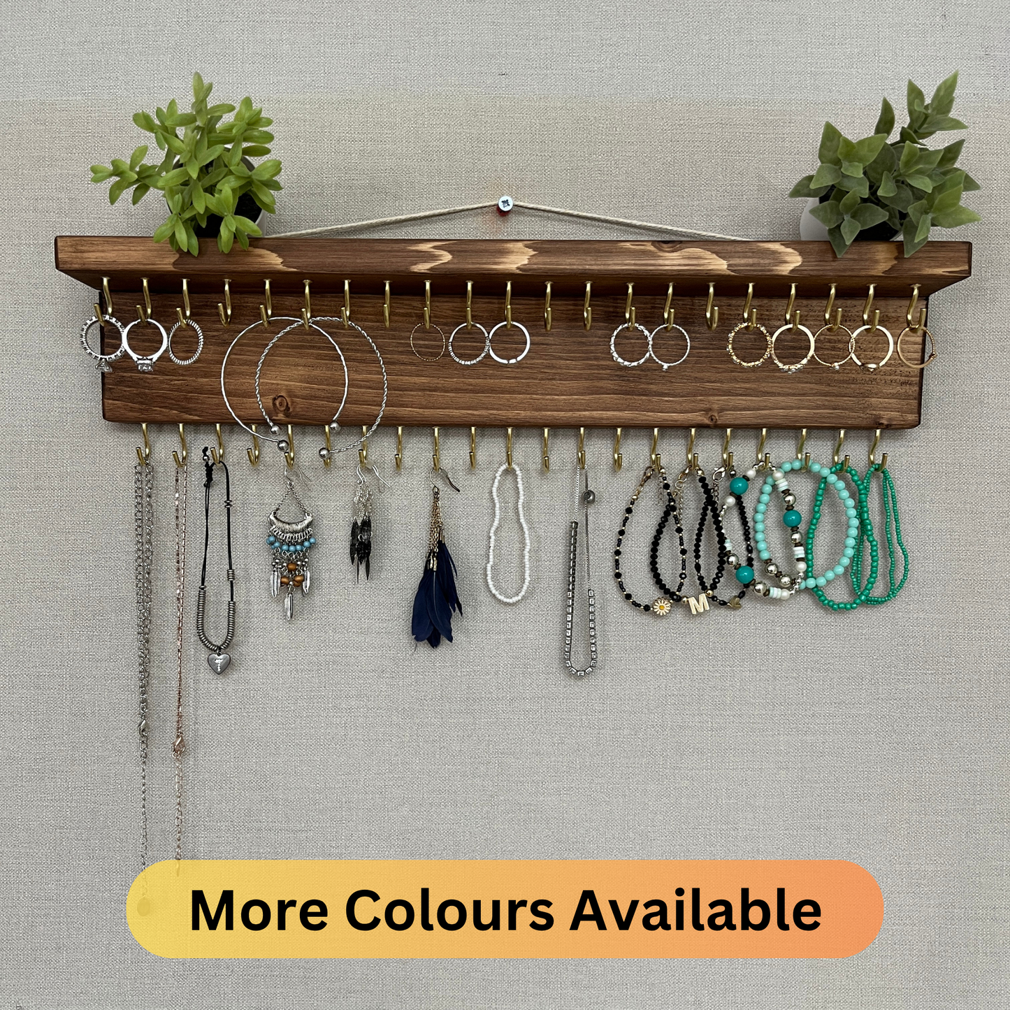 Large Double Row Jewellery Organiser | Necklace Storage With Shelf | Earring Holder